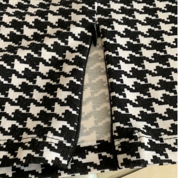 Nwot Venus Houndstooth Black Piping Side Zip Pencil Skirt Size Medium - Picture 5 of 9